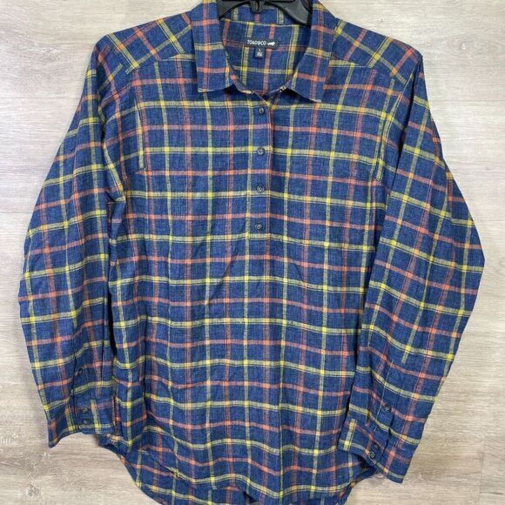 Toad & Co Popover Tunic Shirt‎  Womens Size Large Boho Casual Plaid Fall Outdoor
